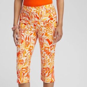 NWT Brigitte leaf print Chico's Orange and Yellow Leaf Print capris 14